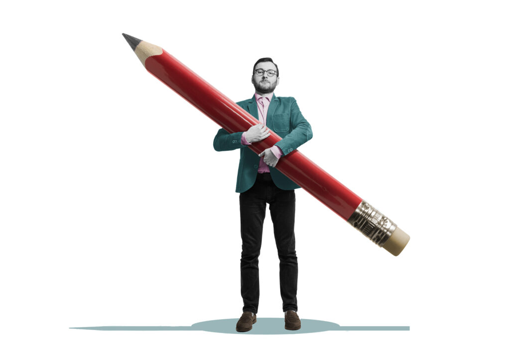 Man holding pencil